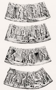 De Extractie van Edelmetalen, stukken in de ceremoniële kraag van het Senior Lid van de Goudsmeden in Gent, illustratie uit Wetenschap en Literatuur in de Middeleeuwen en de Renaissance, geschreven en gegraveerd door Paul Lacroix, 1878